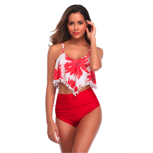 Red Palm Tree Tankini Set