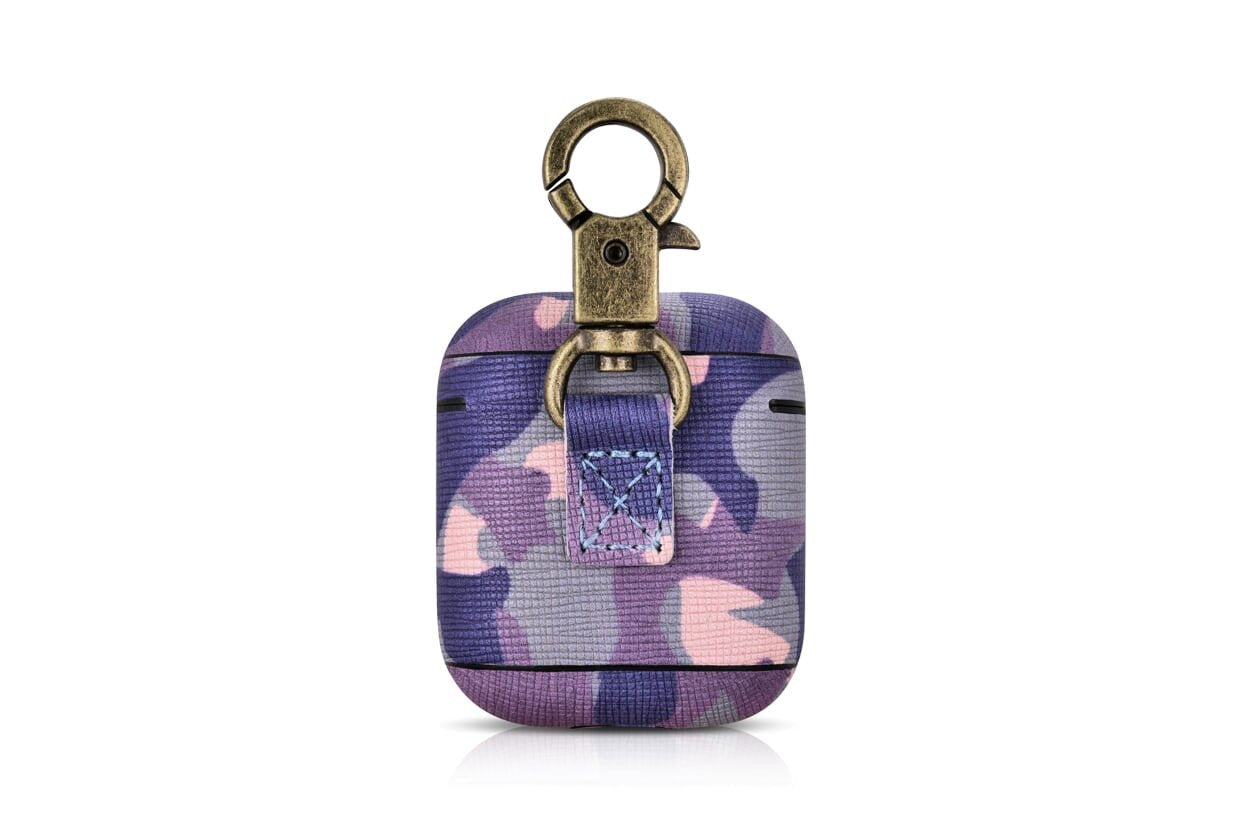 Camo Purple Premium Leather AirPods 1 & 2 Case