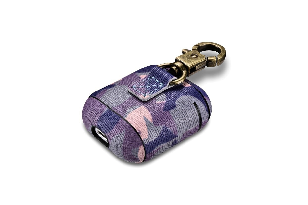 Camo Purple Premium Leather AirPods 1 & 2 Case