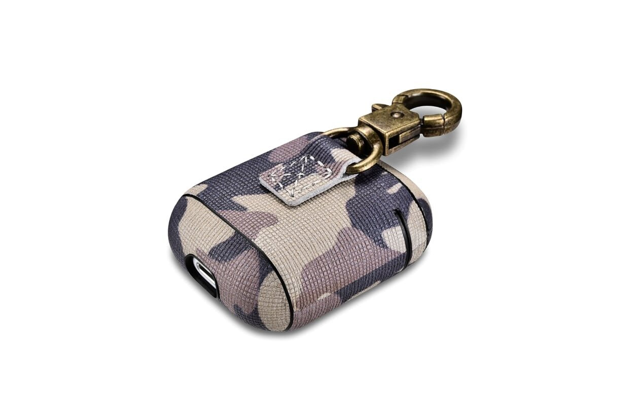 Camo Desert Sand Leather Custom AirPods 1 & 2 Case Hook Series