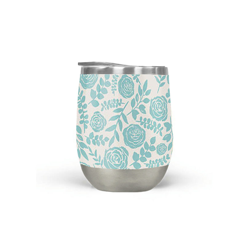 Baby Blue Floral Wine Tumbler - Zomdo Marketplace | Zomdo.com