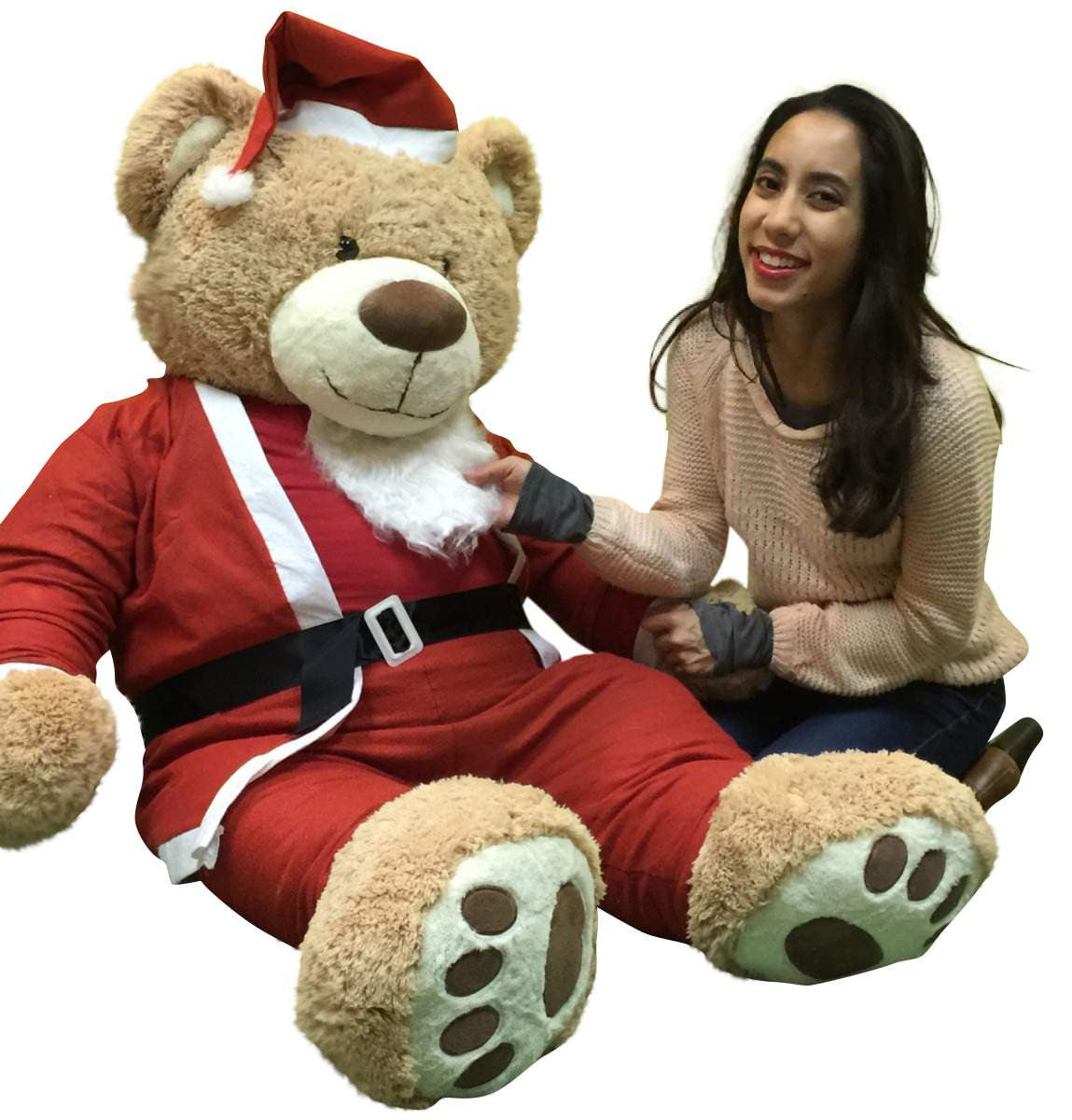 Giant Christmas Teddy Bear 60 Inch Soft, Wears Santa Claus Suit 5 Foot