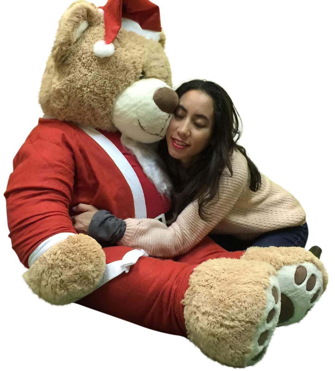 Giant Christmas Teddy Bear 60 Inch Soft, Wears Santa Claus Suit 5 Foot