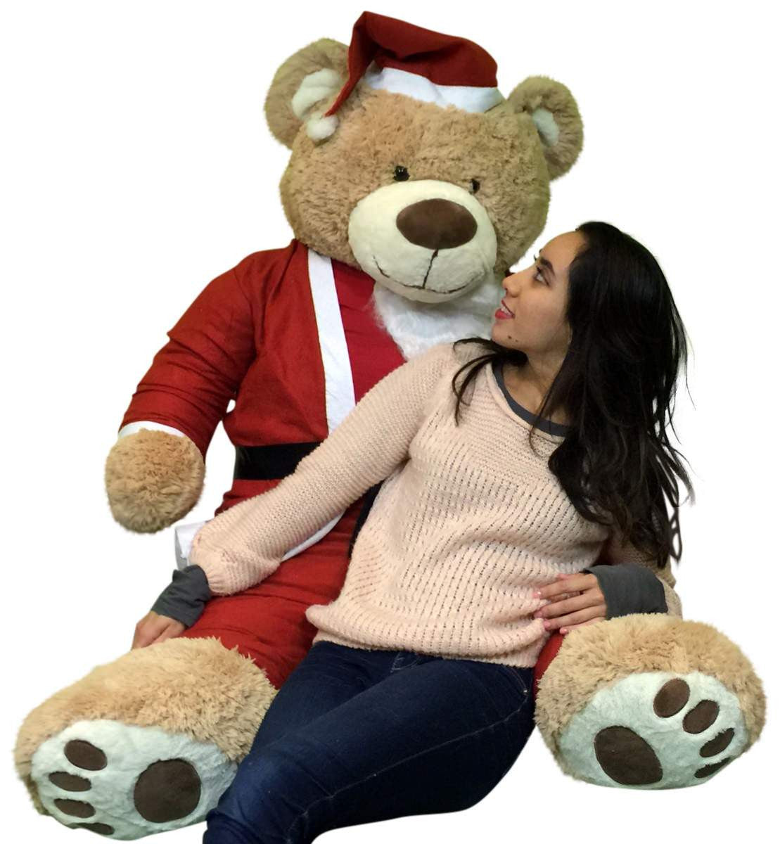 Giant Christmas Teddy Bear 60 Inch Soft, Wears Santa Claus Suit 5 Foot