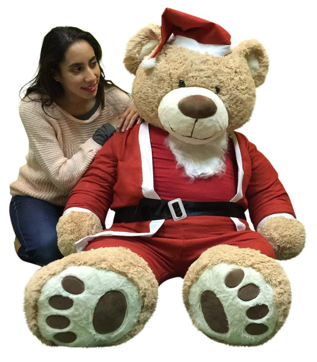 Giant Christmas Teddy Bear 60 Inch Soft, Wears Santa Claus Suit 5 Foot