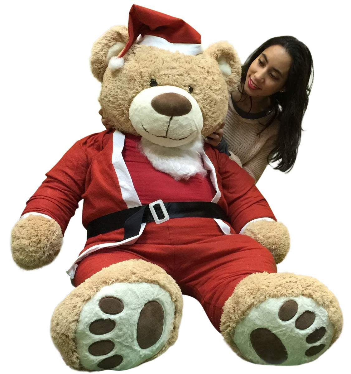 Giant Christmas Teddy Bear 60 Inch Soft, Wears Santa Claus Suit 5 Foot