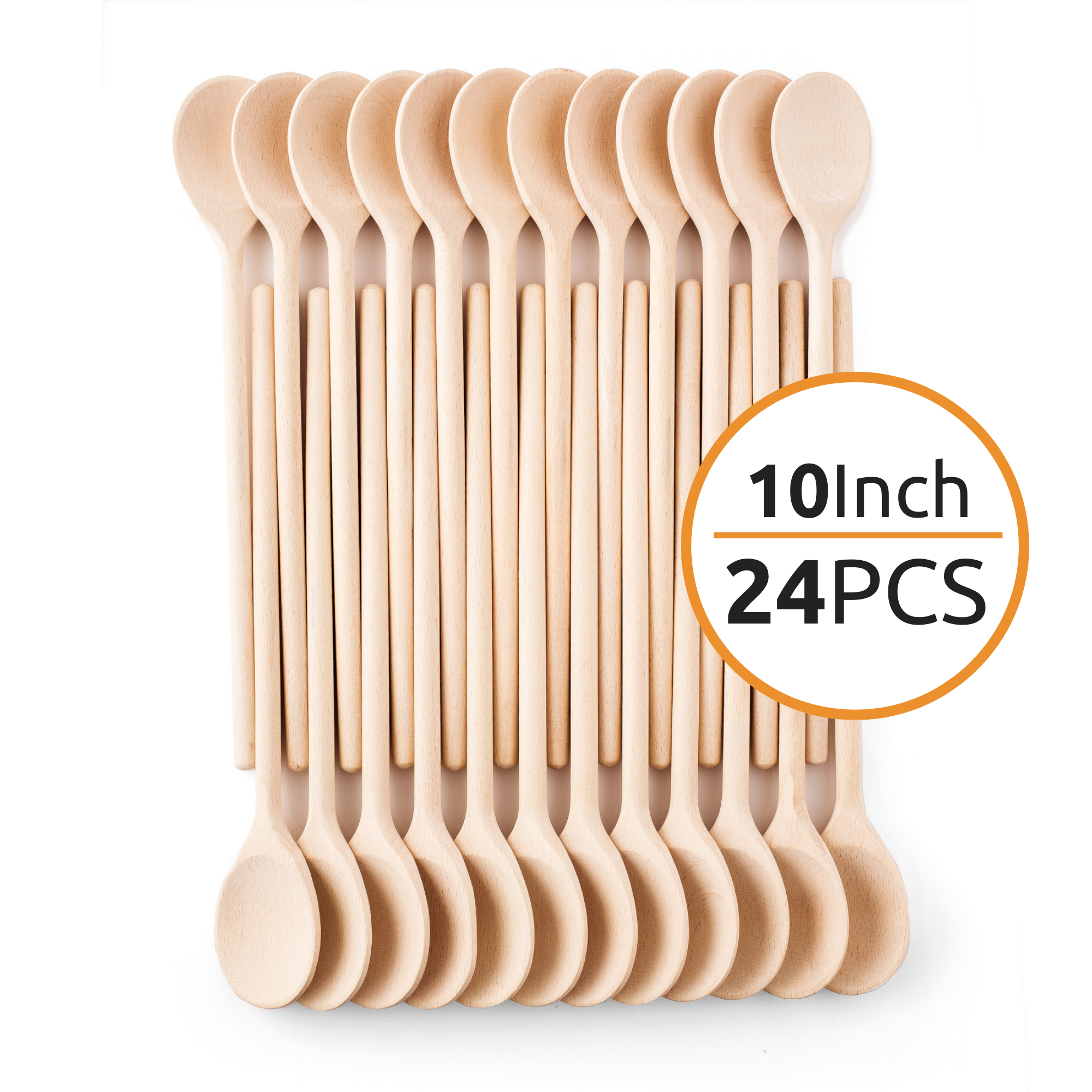 Mr. Woodware - Small Wooden Spoons Bulk – 10 Inch – Set of 24