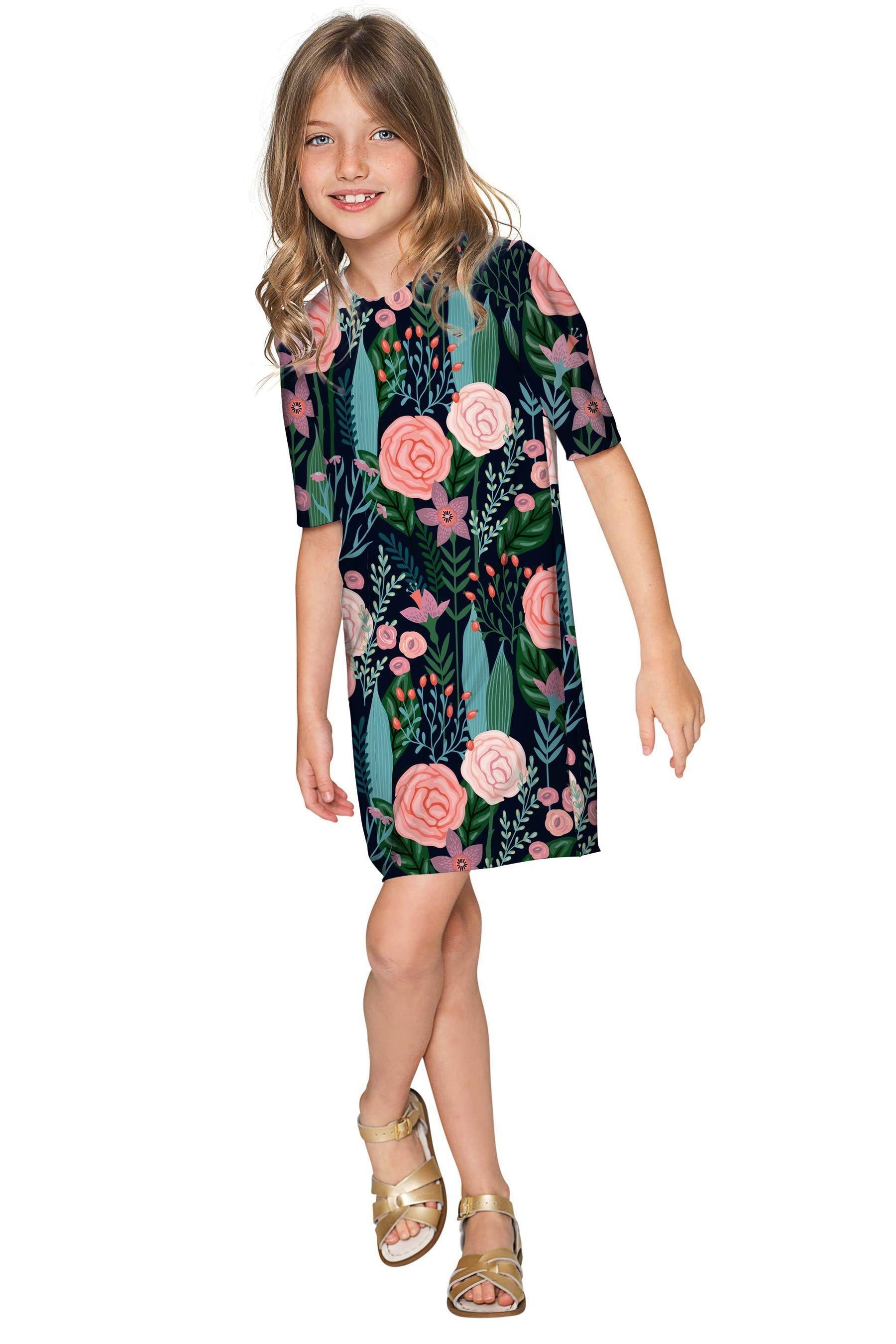 Cover Girl Grace Black Floral Party Shift Dress - Girls | Ochre Molly