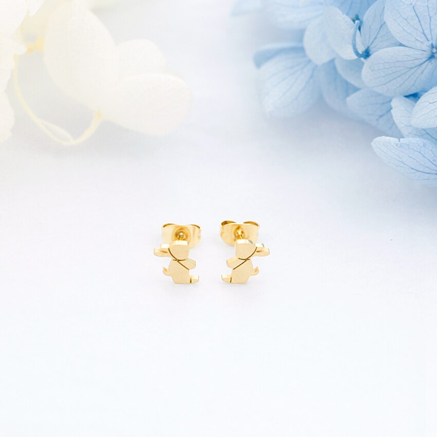 Cute Small Origami Rabbit Earrings For Women Kids | White Themis