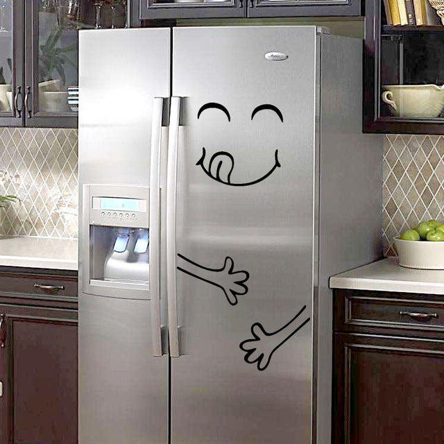 Cute Sticker Fridge Happy Delicious Face Kitchen