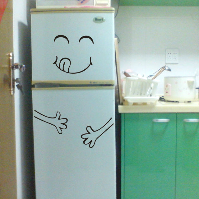 Cute Sticker Fridge Happy Delicious Face Kitchen