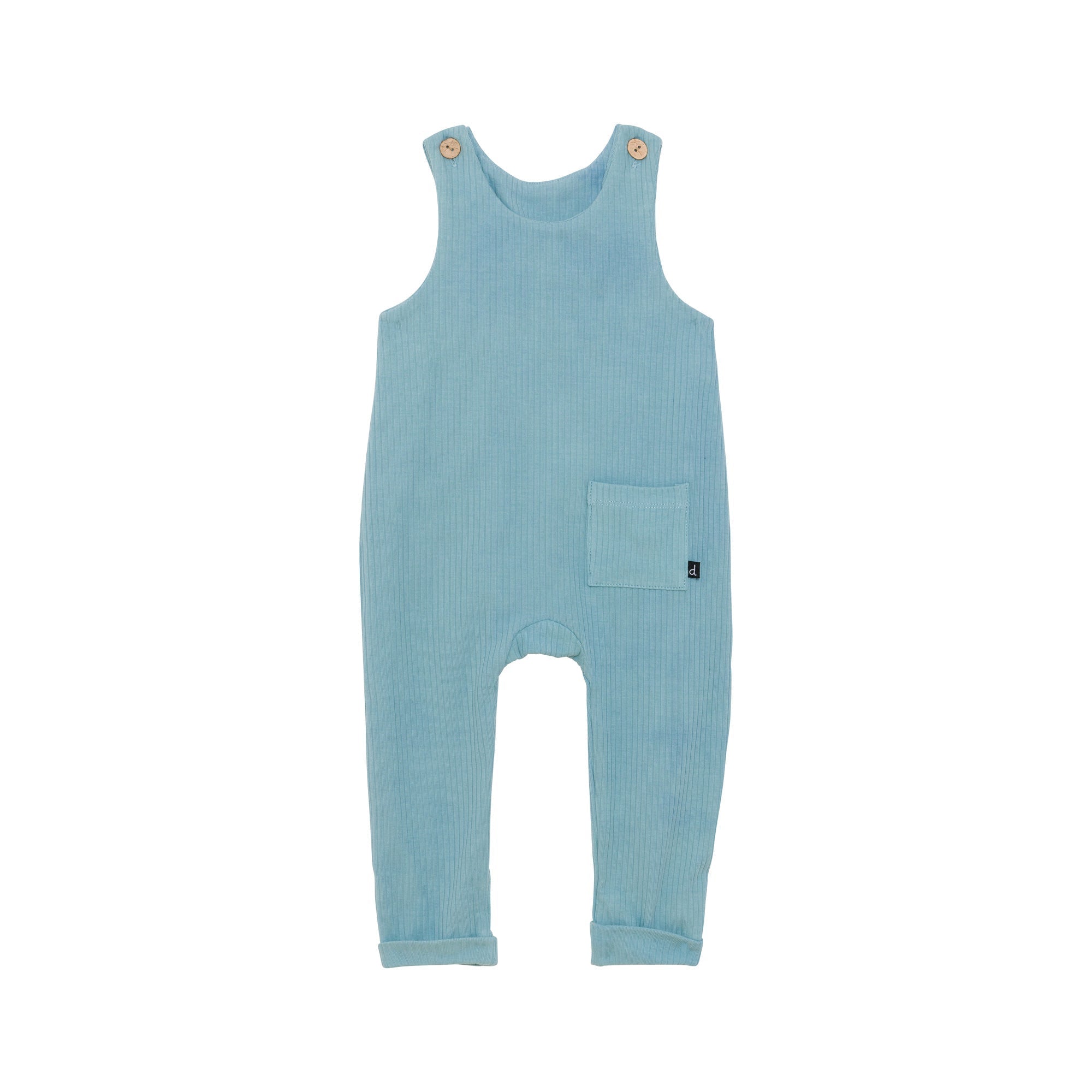 Organic Cotton Bodysuit and Evolutive Overall Set Turquoise