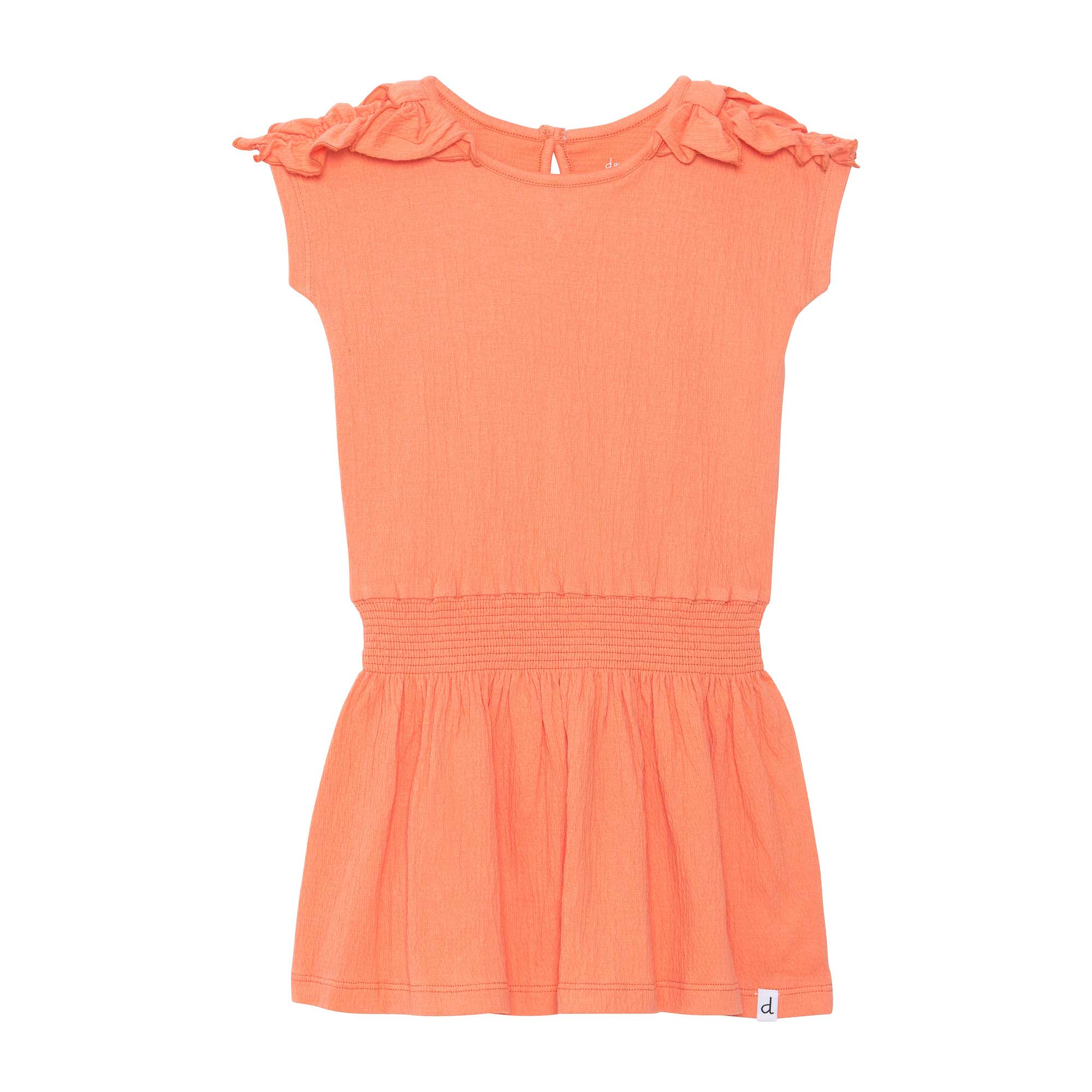 Crinkle Dress With Ruffle Coral