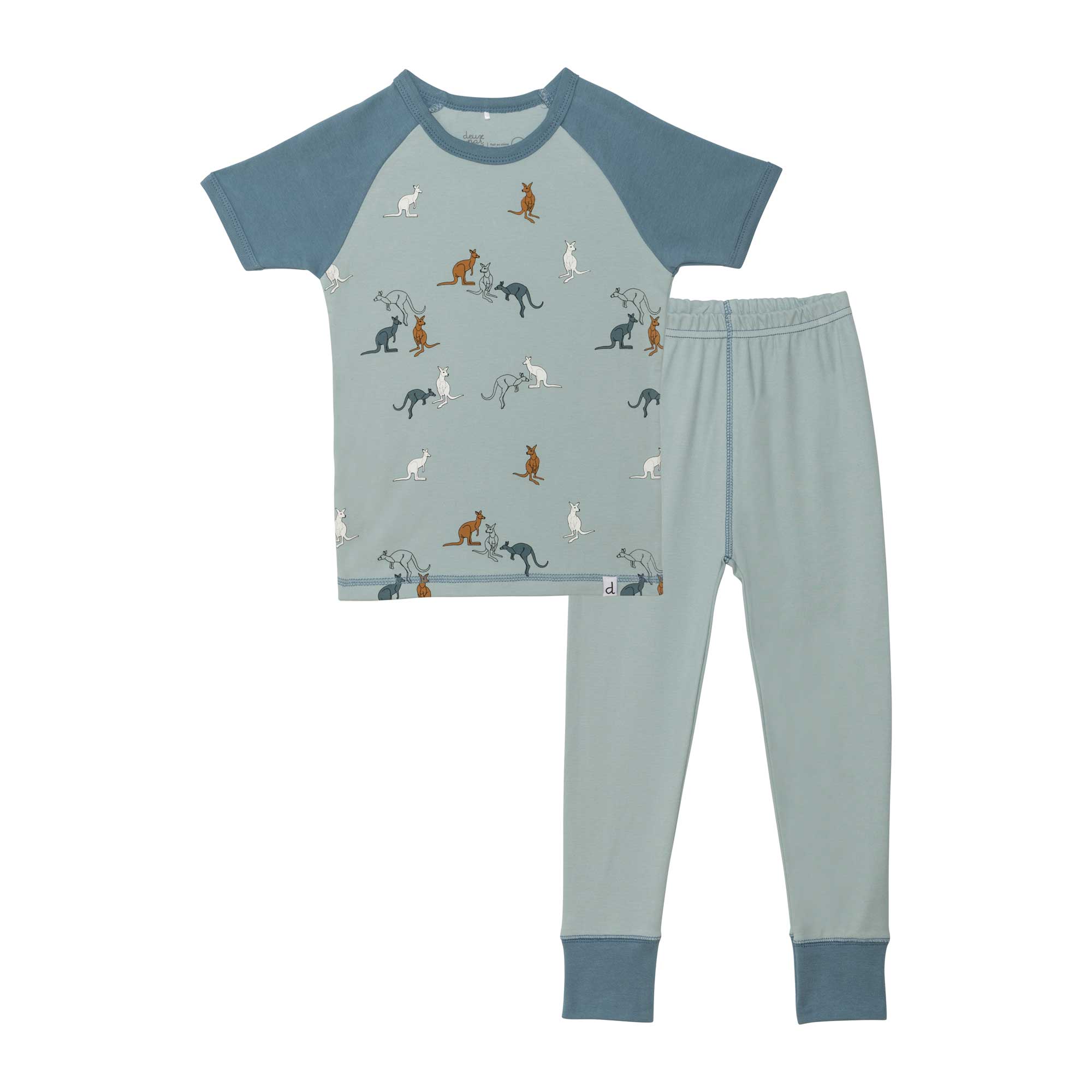 Organic Cotton Two Piece Pajama Set Light Turquoise