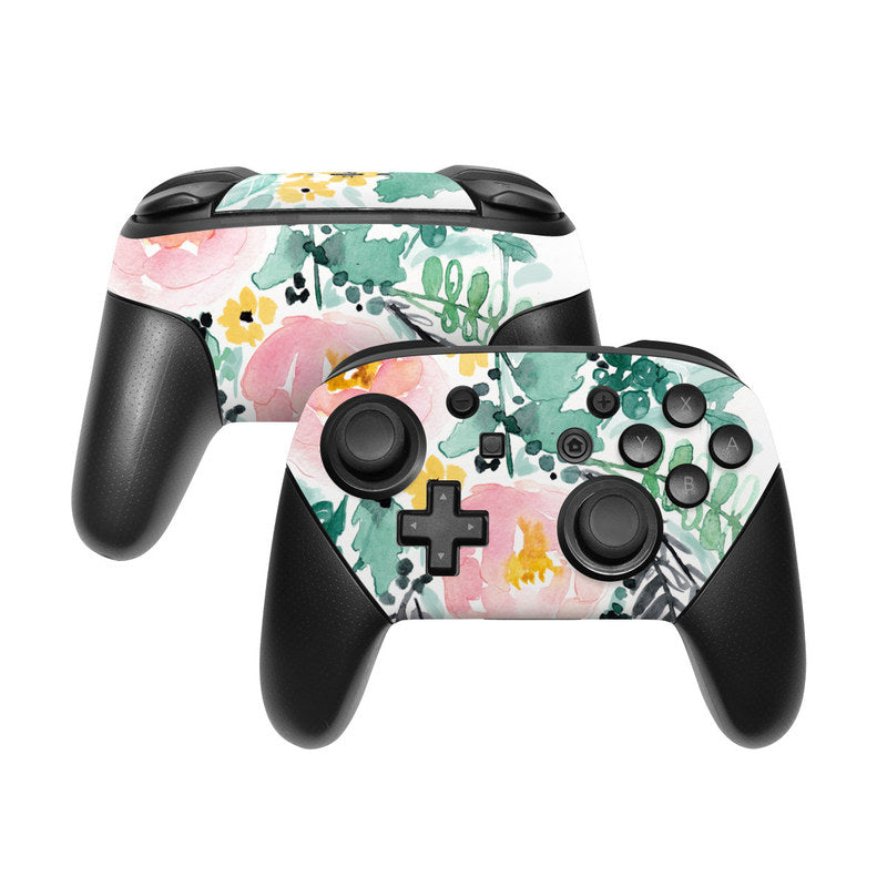 DecalGirl NSWP-BLUSHEDFLOWERS Nintendo Switch Pro Controller Skin - Bl | Rose Chloe