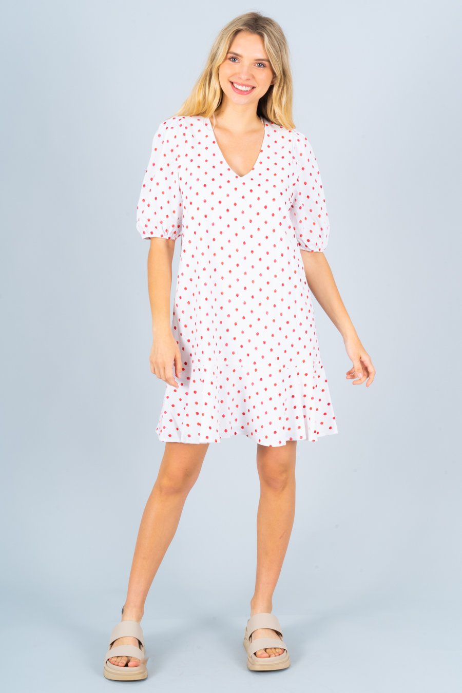 Polka Dot Dress with Ruffle Hem