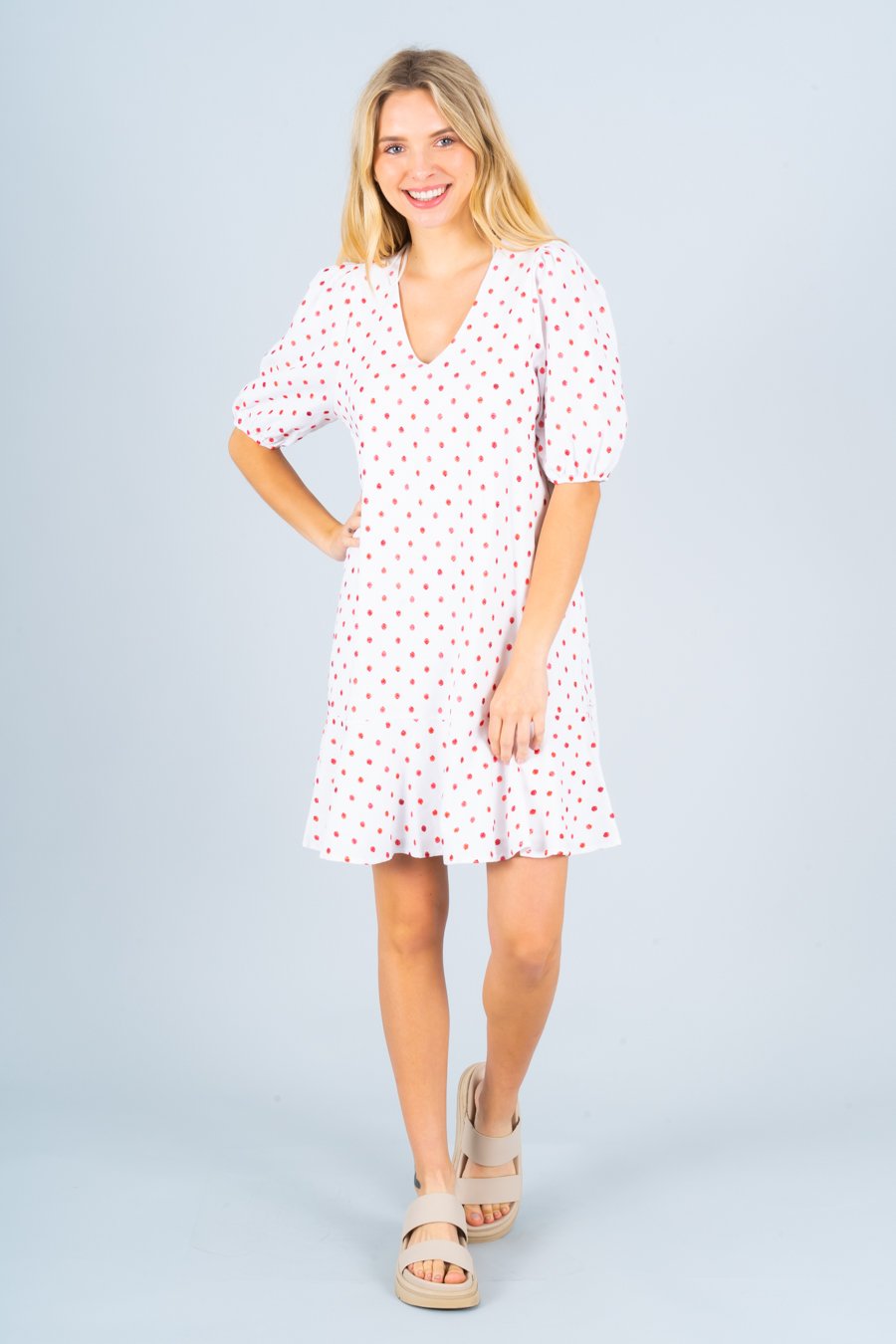 Polka Dot Dress with Ruffle Hem