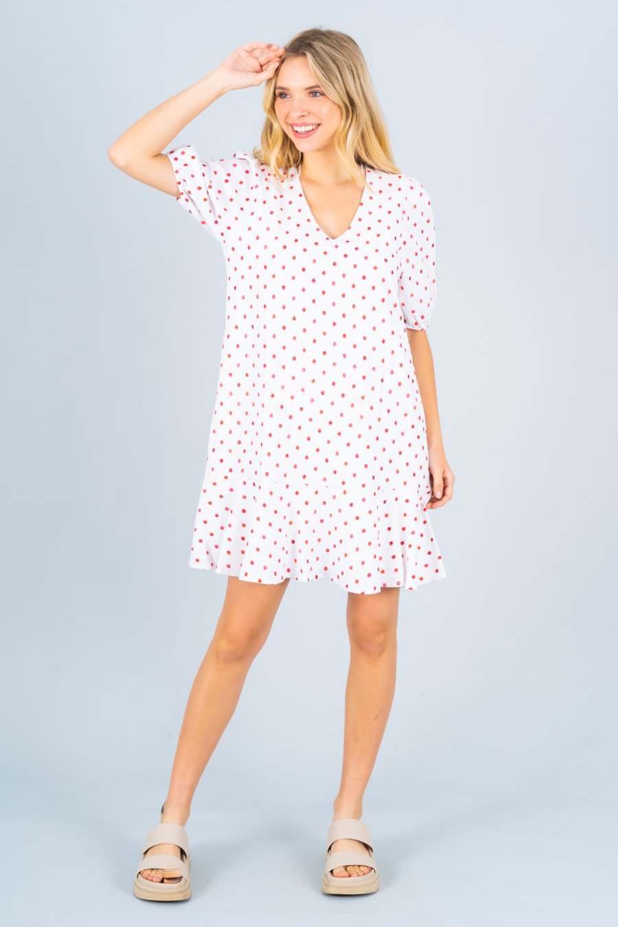 Polka Dot Dress with Ruffle Hem