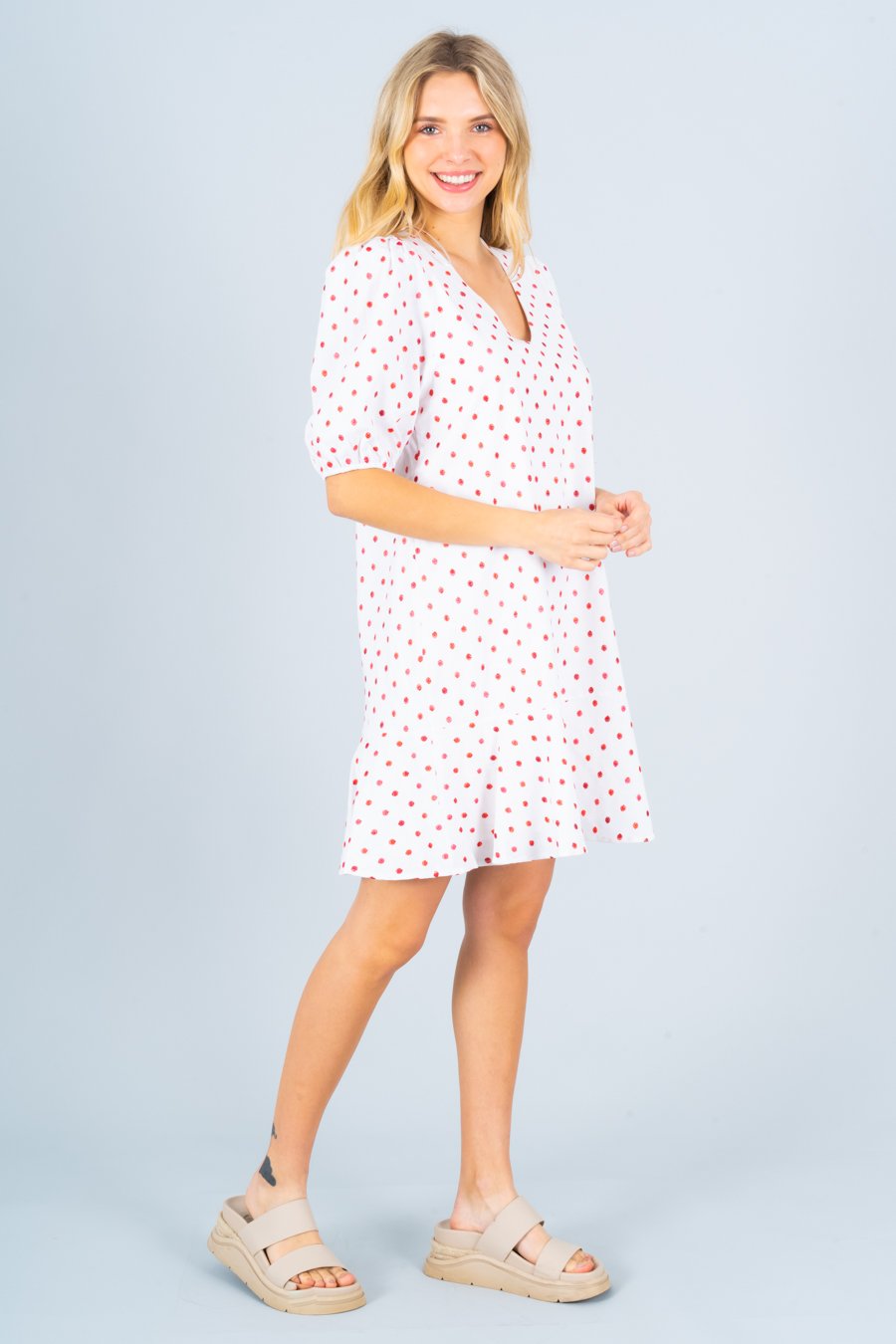 Polka Dot Dress with Ruffle Hem