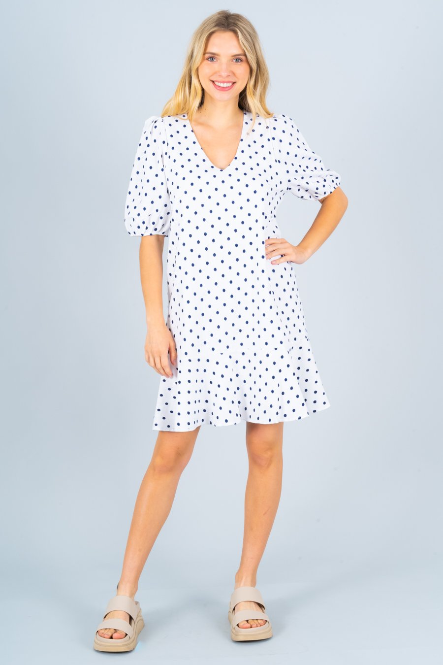 Polka Dot Dress with Ruffle Hem