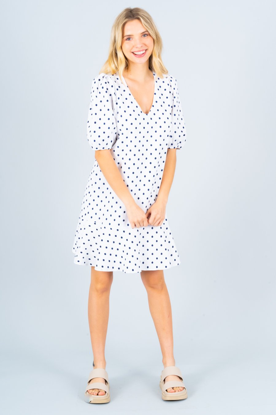 Polka Dot Dress with Ruffle Hem