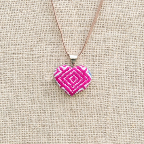 San Andres Heart Textile Necklace.