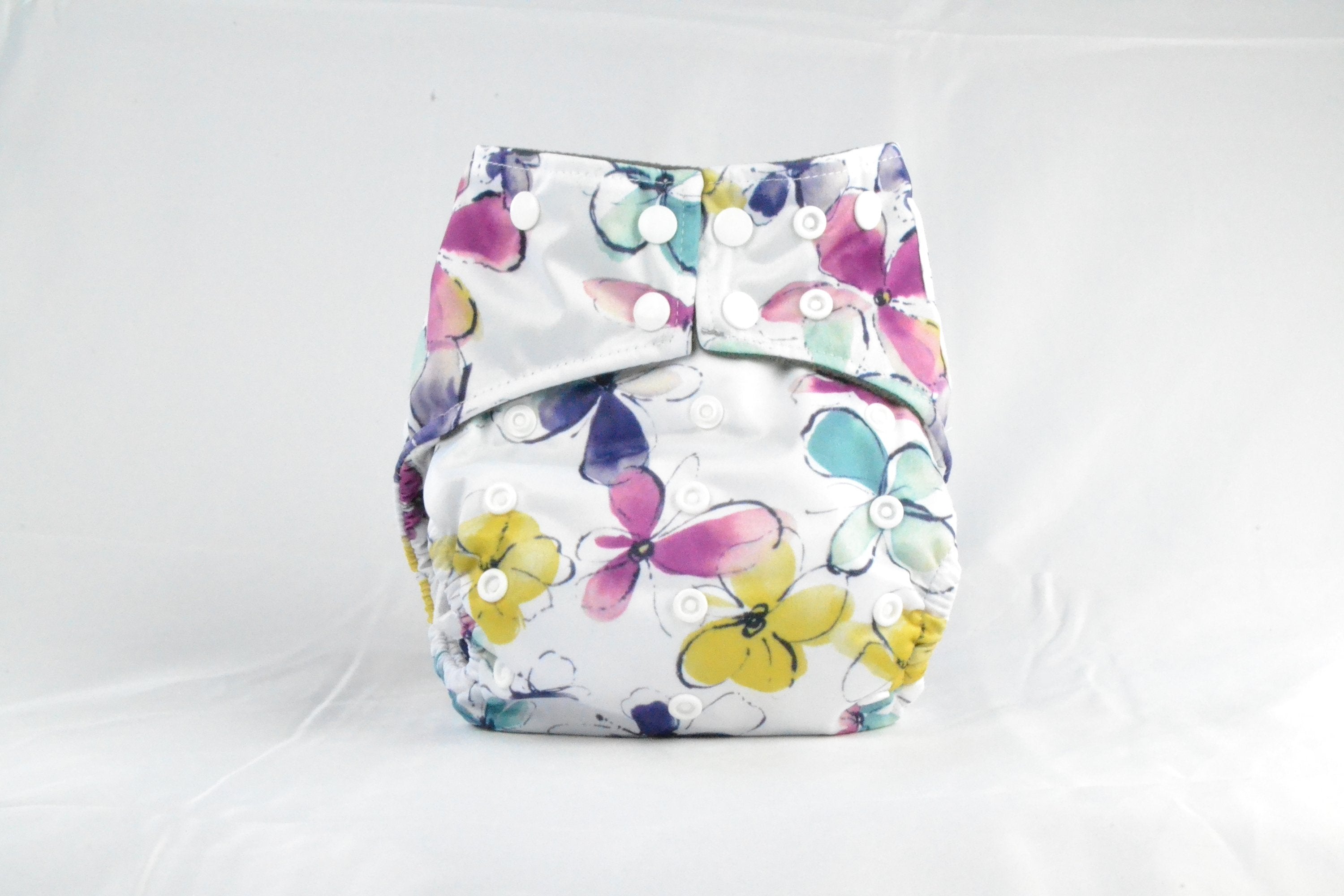 Earthlie Cloth Diaper - Pastel Flowers | Blue Thalassa