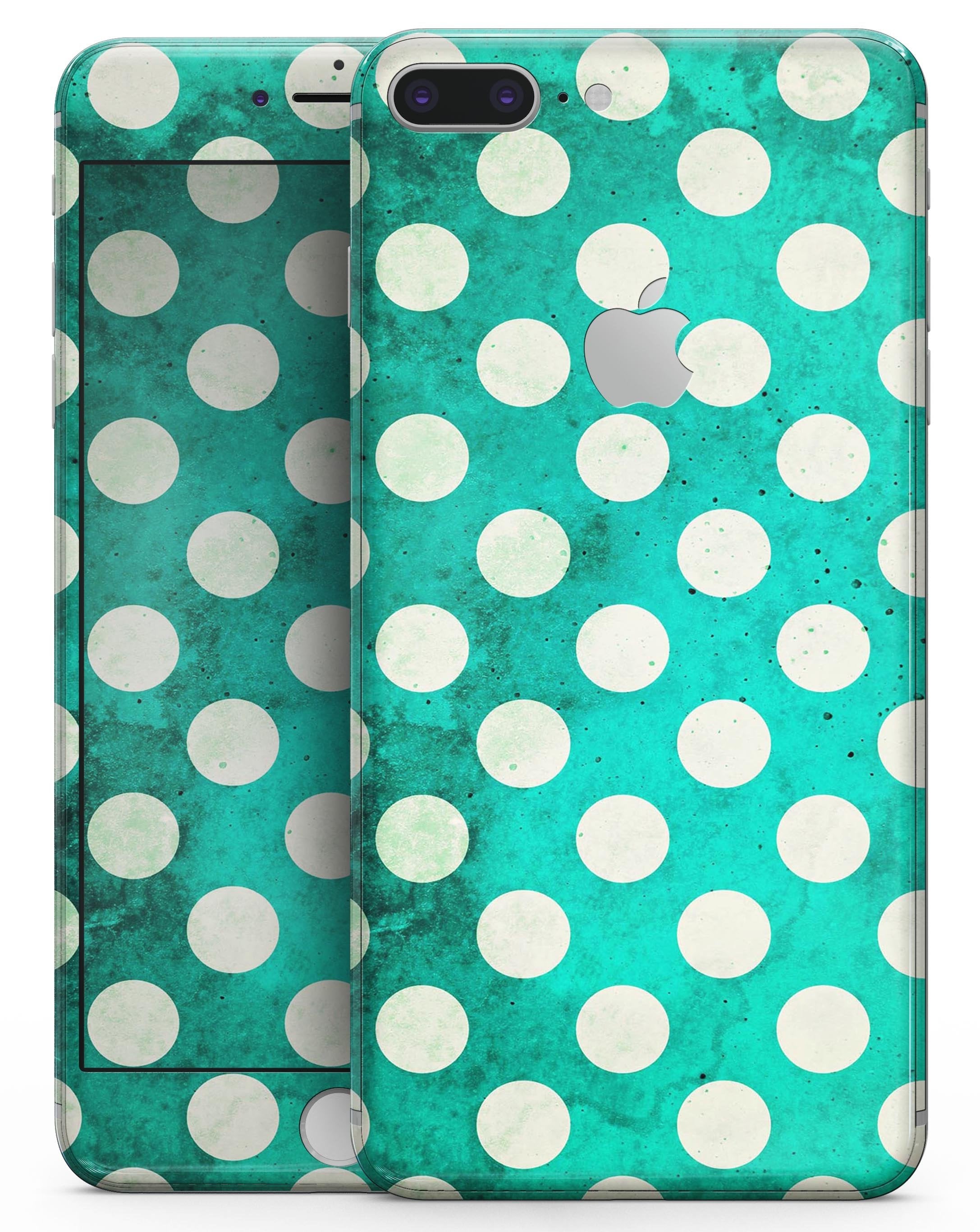 Dark Teal and White Polka Dots Pattern - Skin-kit for the iPhone 8 or | Blue Leto