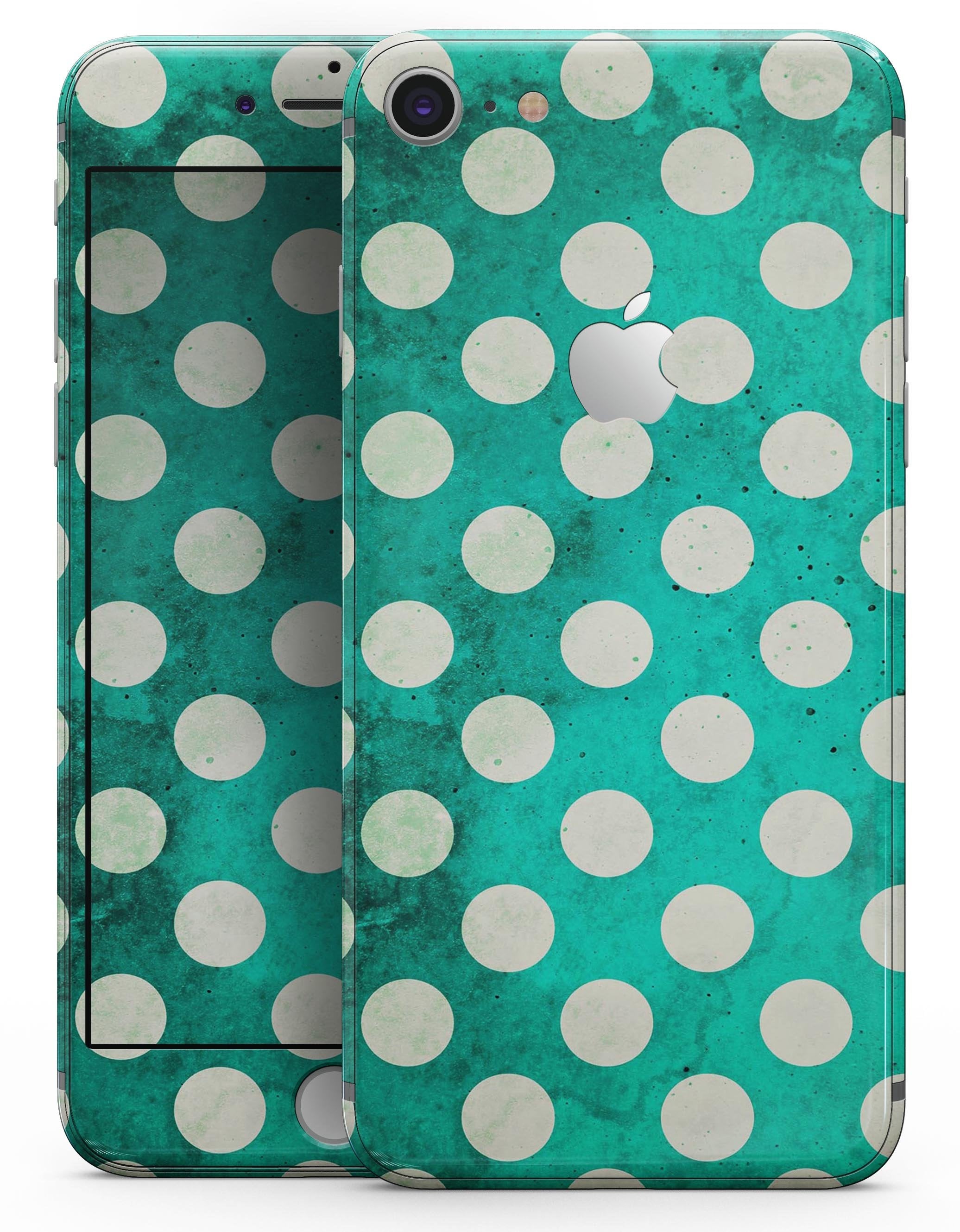 Dark Teal and White Polka Dots Pattern - Skin-kit for the iPhone 8 or