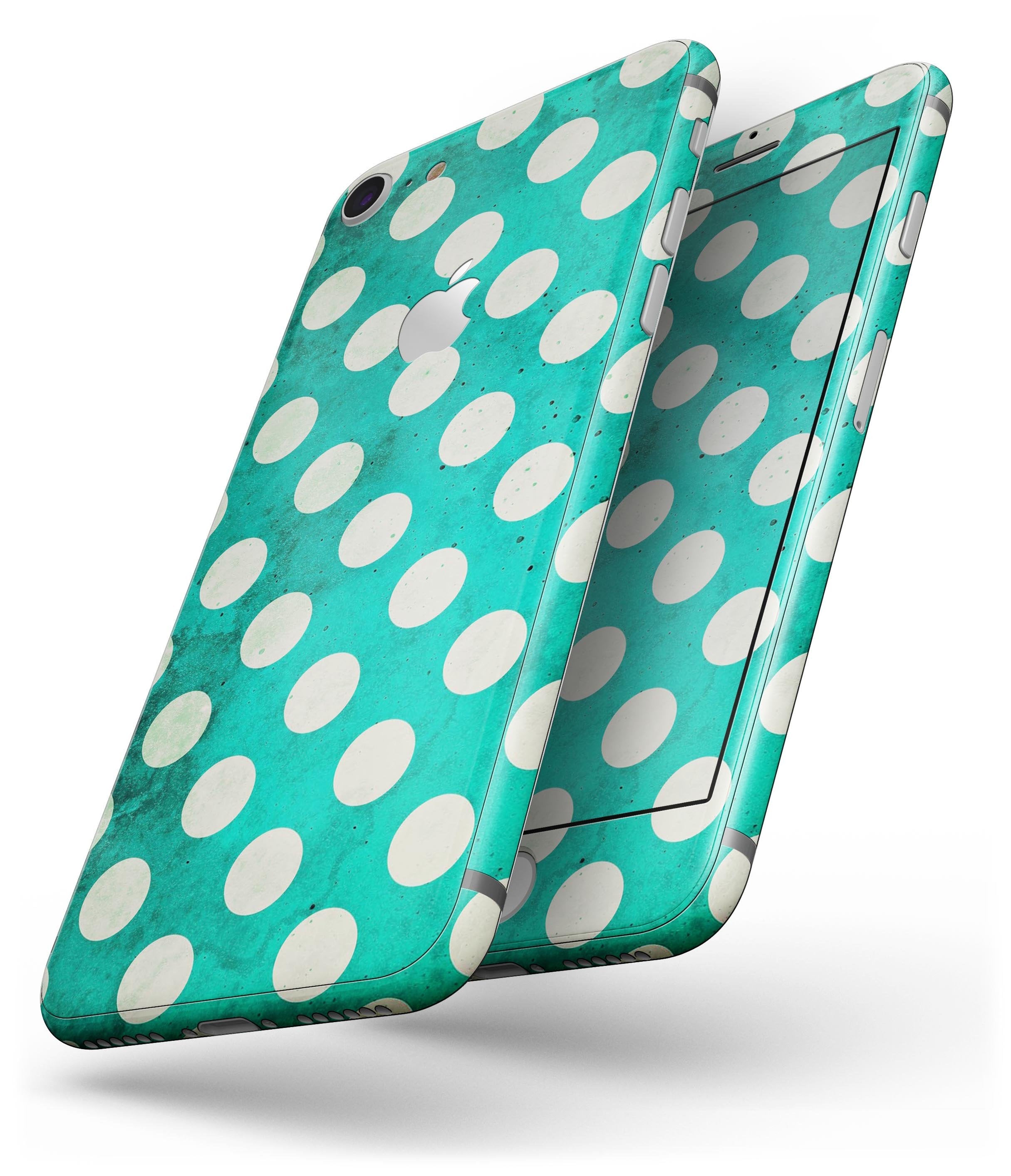 Dark Teal and White Polka Dots Pattern - Skin-kit for the iPhone 8 or