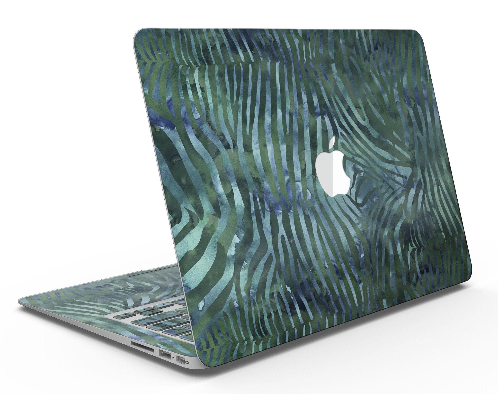 Deep Green and Blue Watercolor Zebra Pattern - MacBook Air Skin Kit | Blue Leto