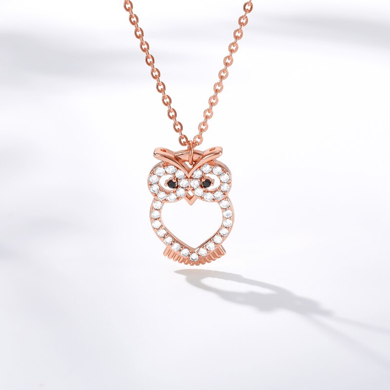 Delicate Crystal Night Owl Chain Necklaces For