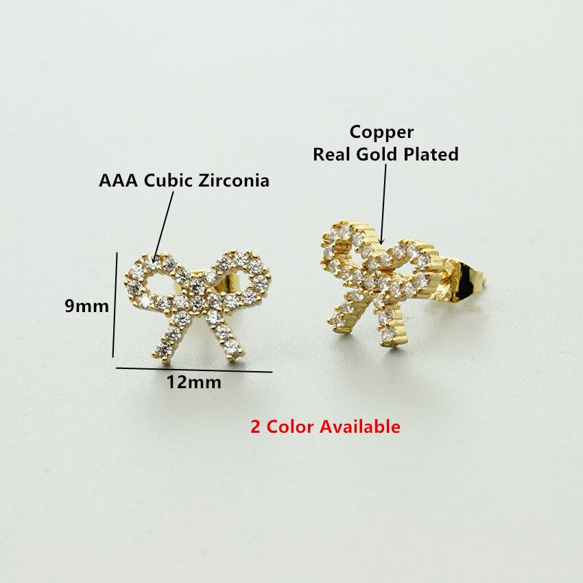 Delicate Rhinestone Bowknot Earrings AAA Cubic