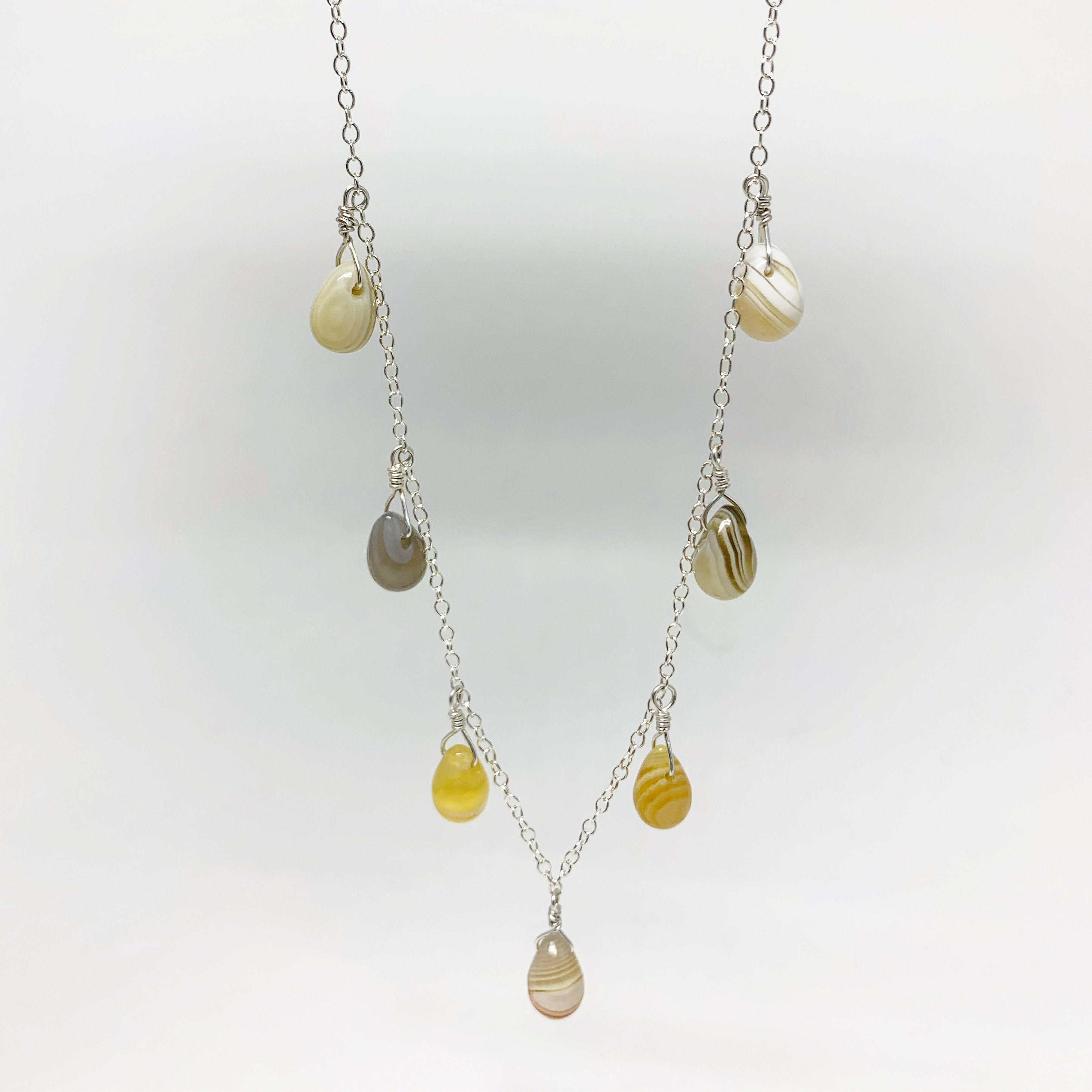 Botswana Agate Teardrop Necklace