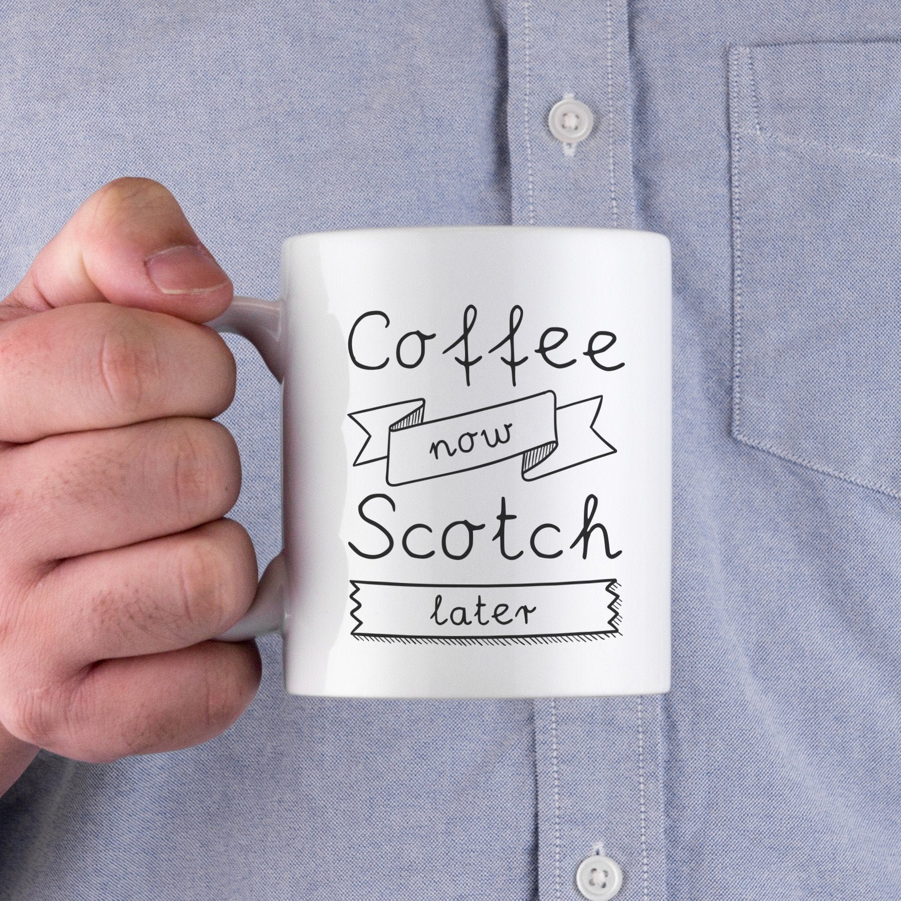 Coffee Now Scotch Later Coffee Mug -Father's Day | Teal Tiger