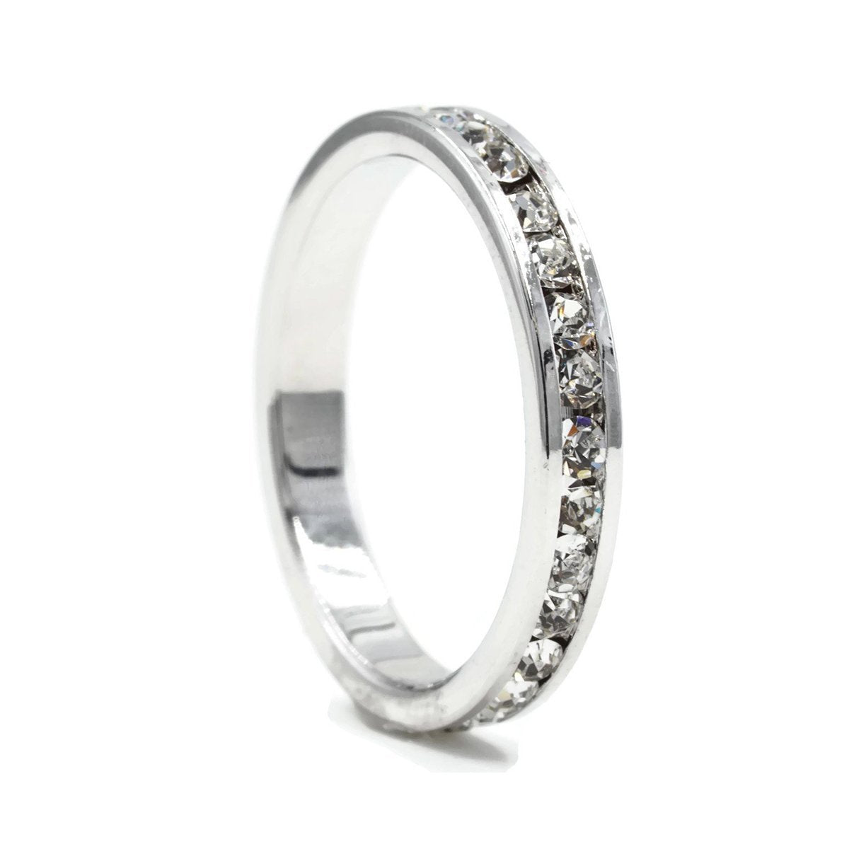 Clear Round Cut Crystal Stone Eternity Band Ring