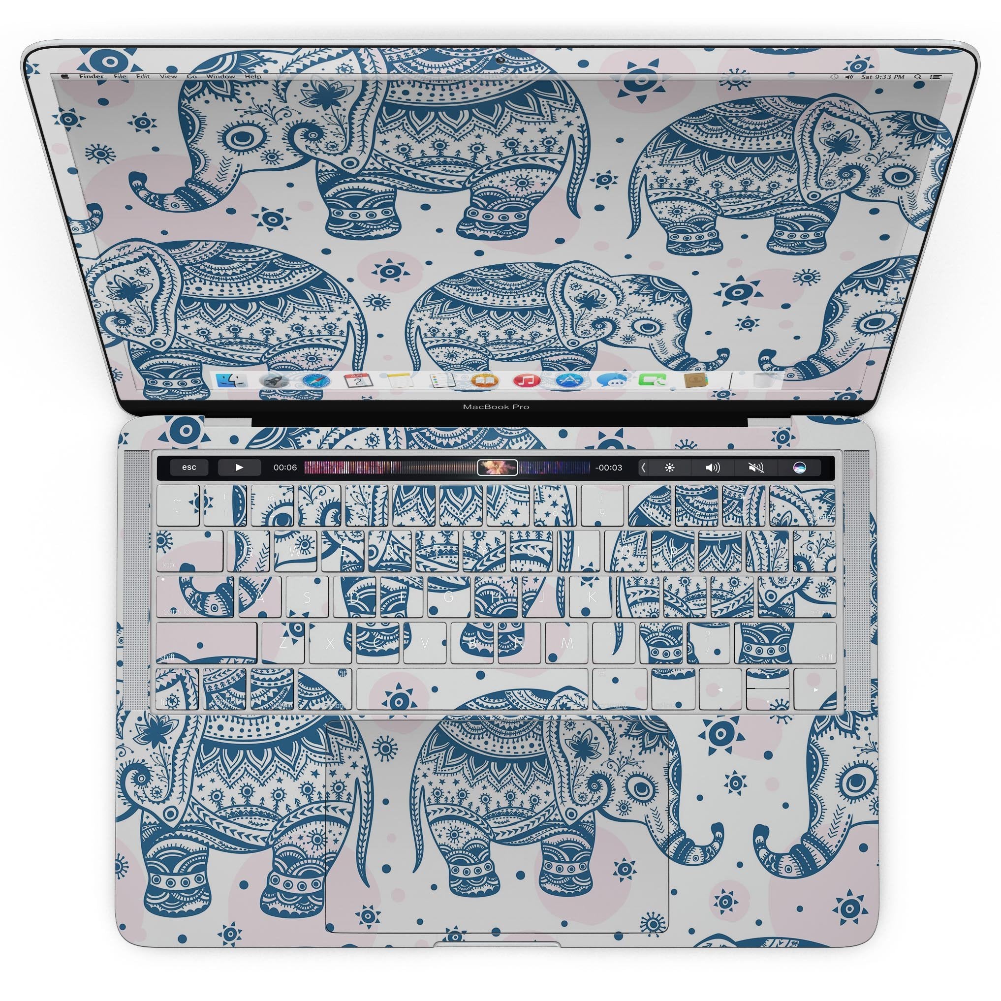 Ethnic Navy Seamless Aztec Elephant - MacBook Pro with Touch Bar Skin