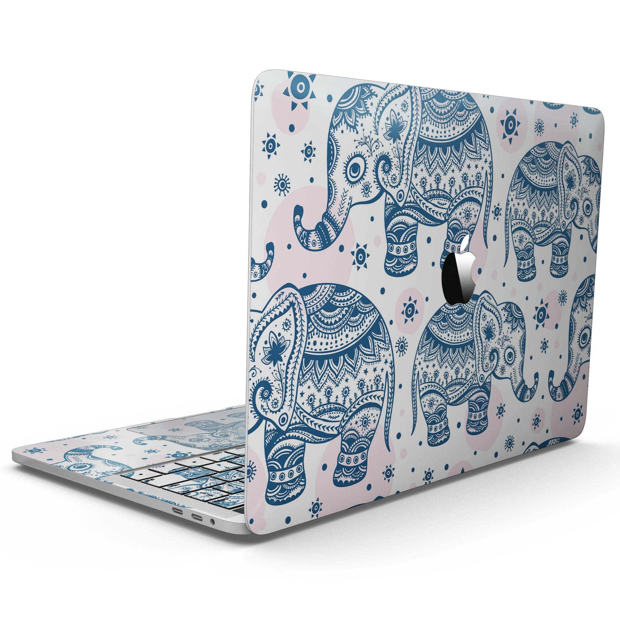 Ethnic Navy Seamless Aztec Elephant - MacBook Pro with Touch Bar Skin | Blue Leto