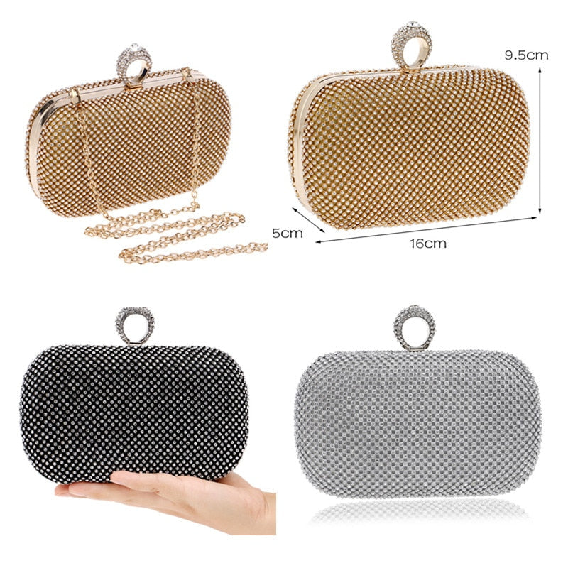 Evening Clutch Bags Diamond-Studded Evening Bag With Chain Shoulder