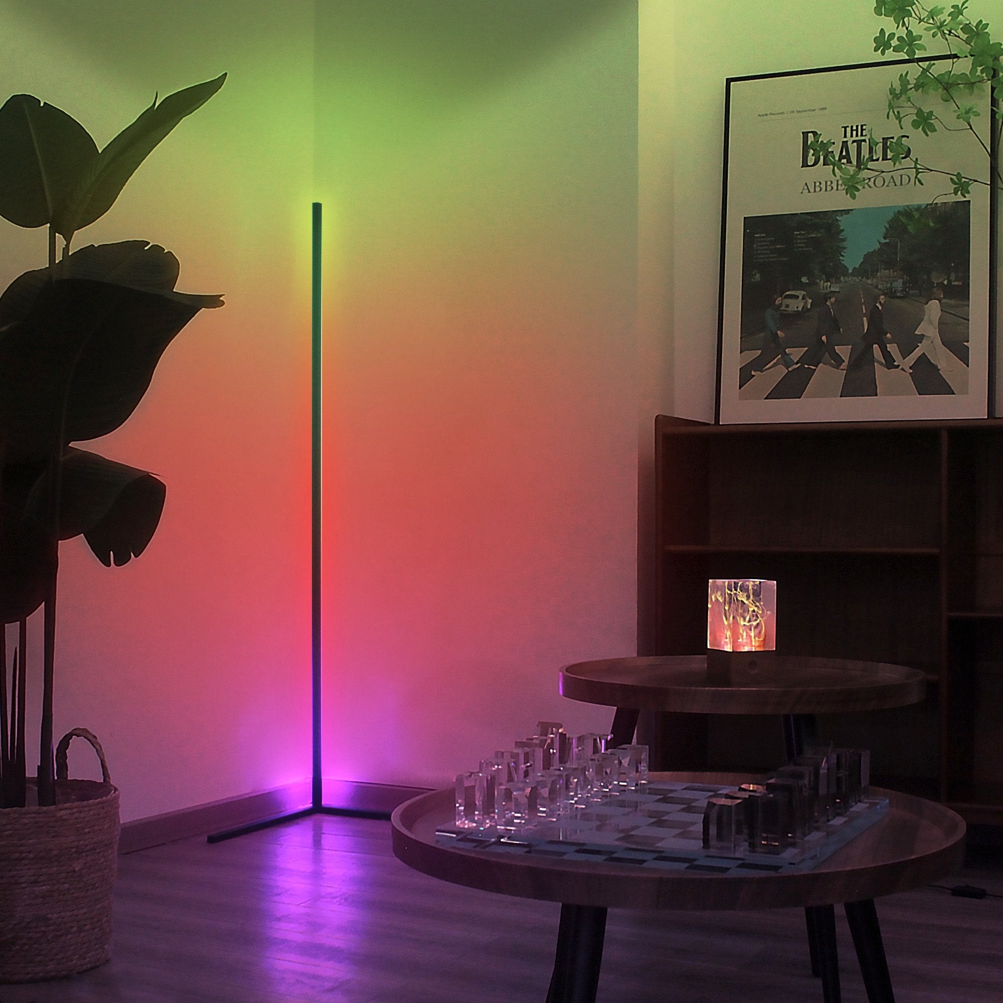 Corner Floor Lamp, Minimalist RGB LED Light