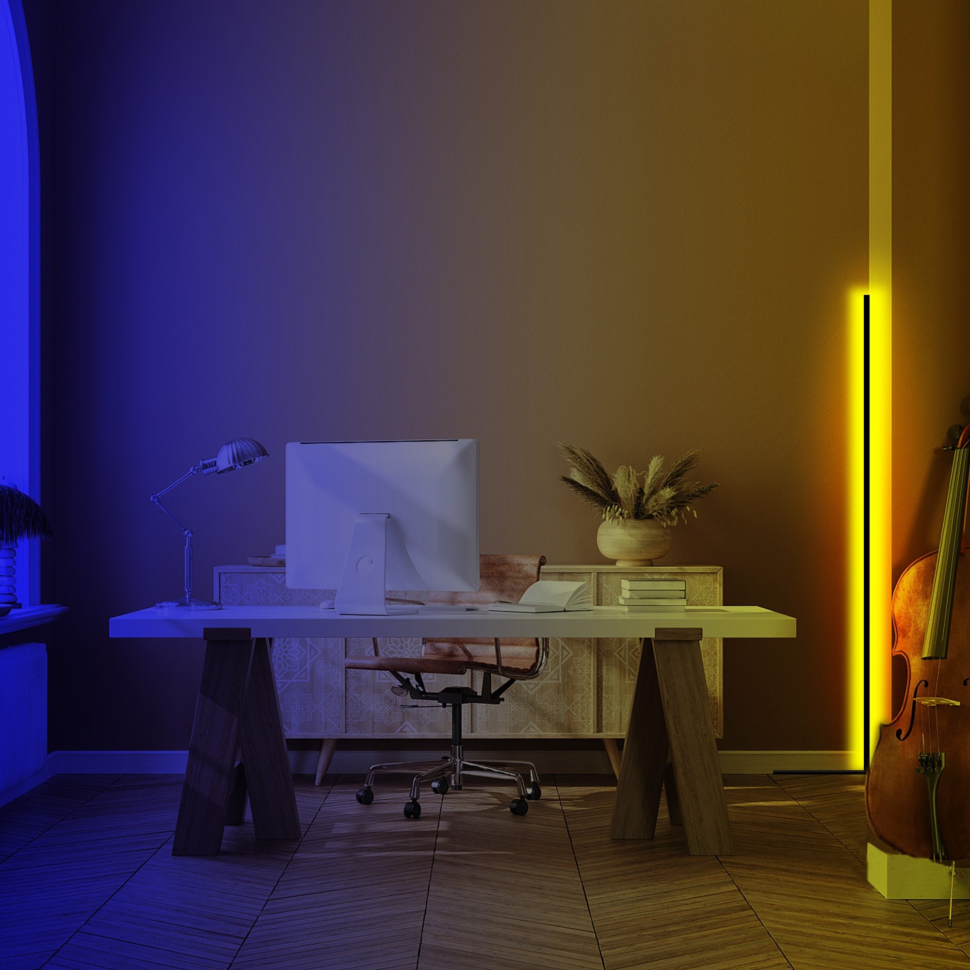 Corner Floor Lamp, Minimalist RGB LED Light