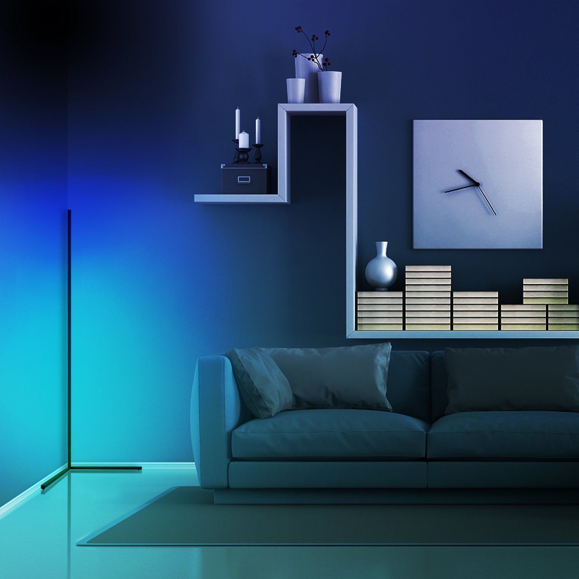 Corner Floor Lamp, Minimalist RGB LED Light