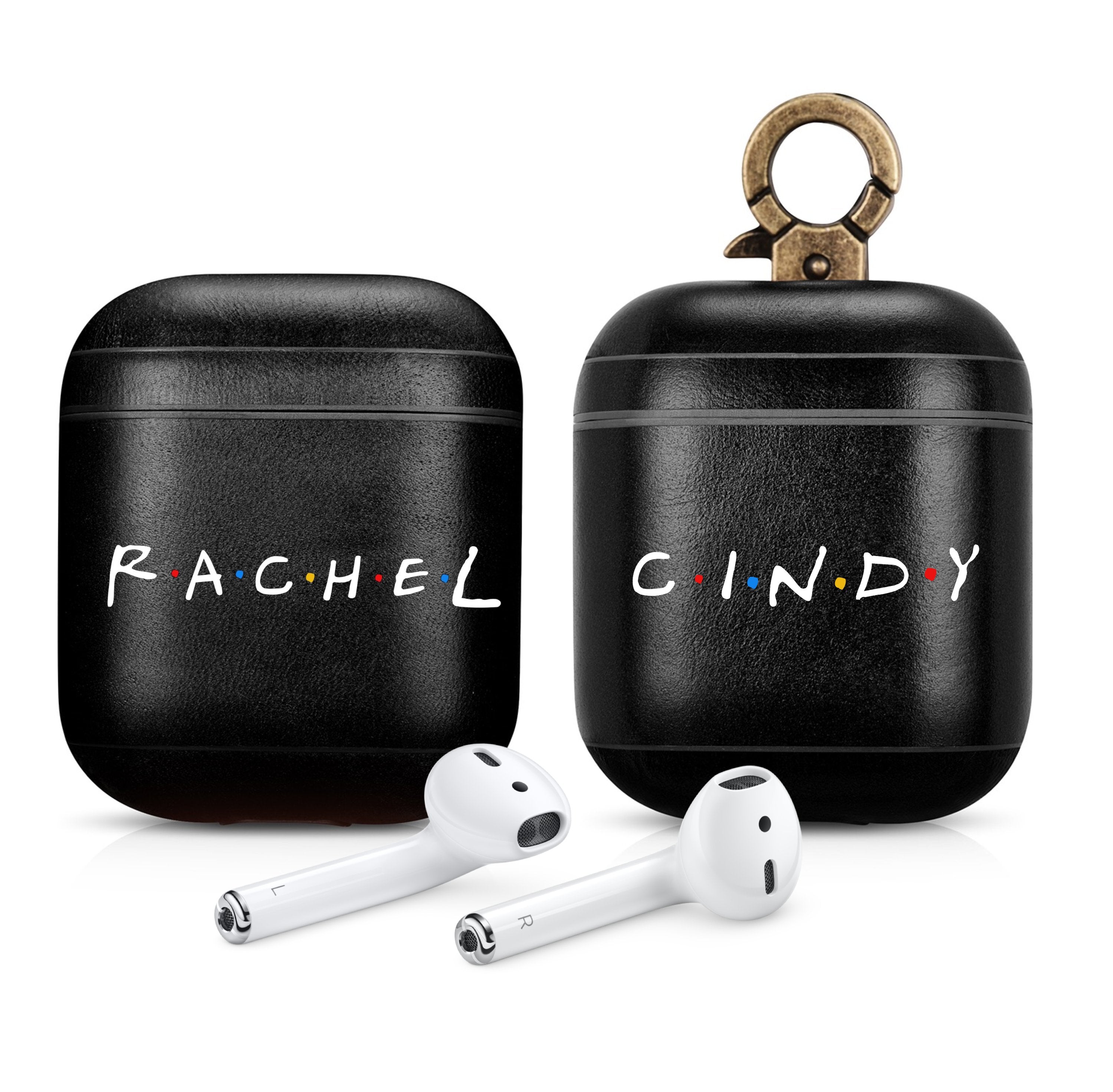 FRIENDS TV Show Custom Name Black AirPods 1 & 2 Case Personalized