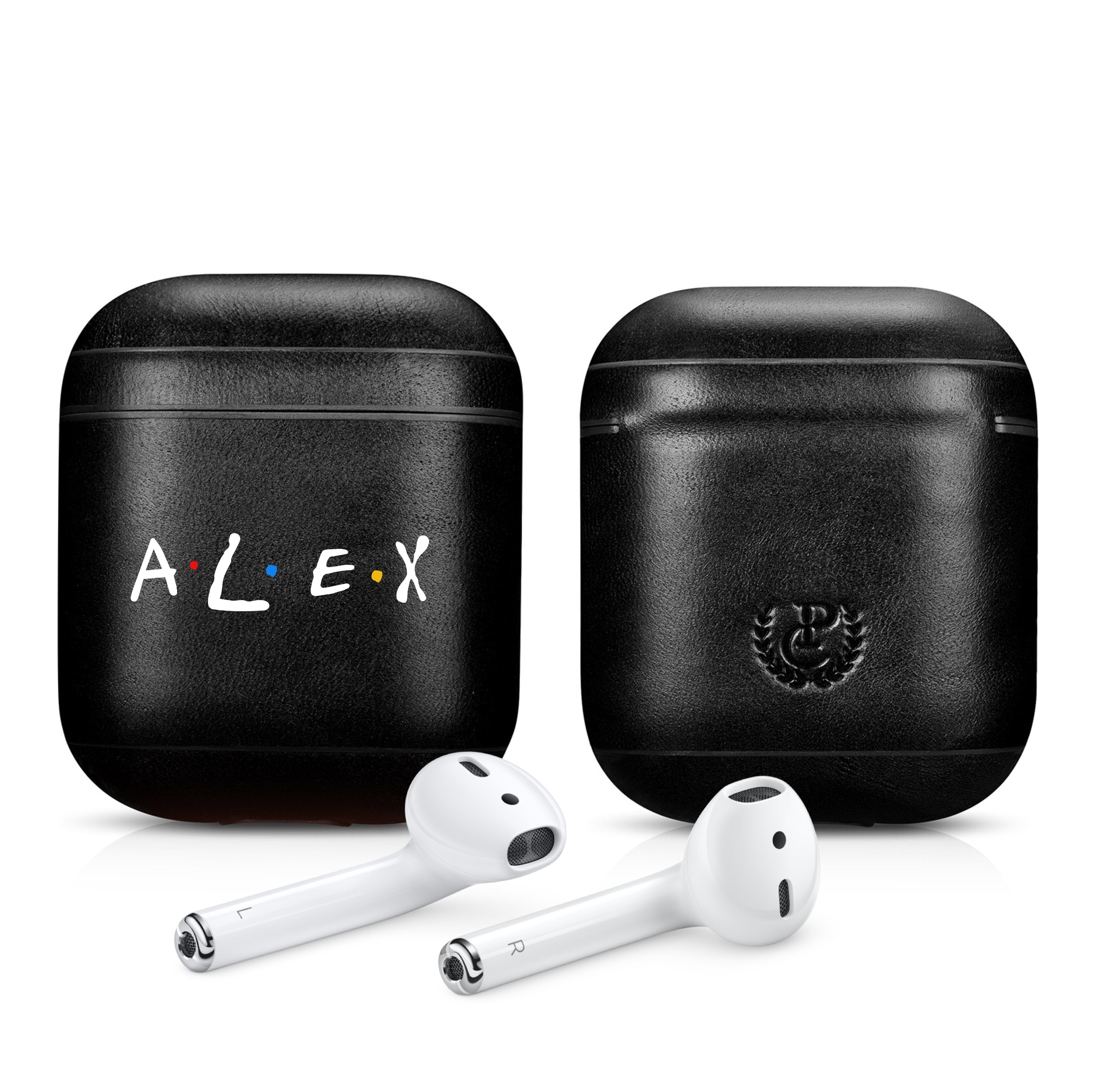 FRIENDS TV Show Custom Name Black AirPods 1 & 2 Case Personalized