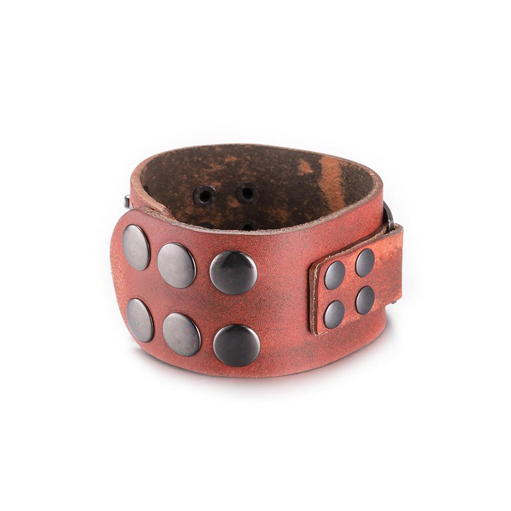 Leather Bracelet with Stainless Steel