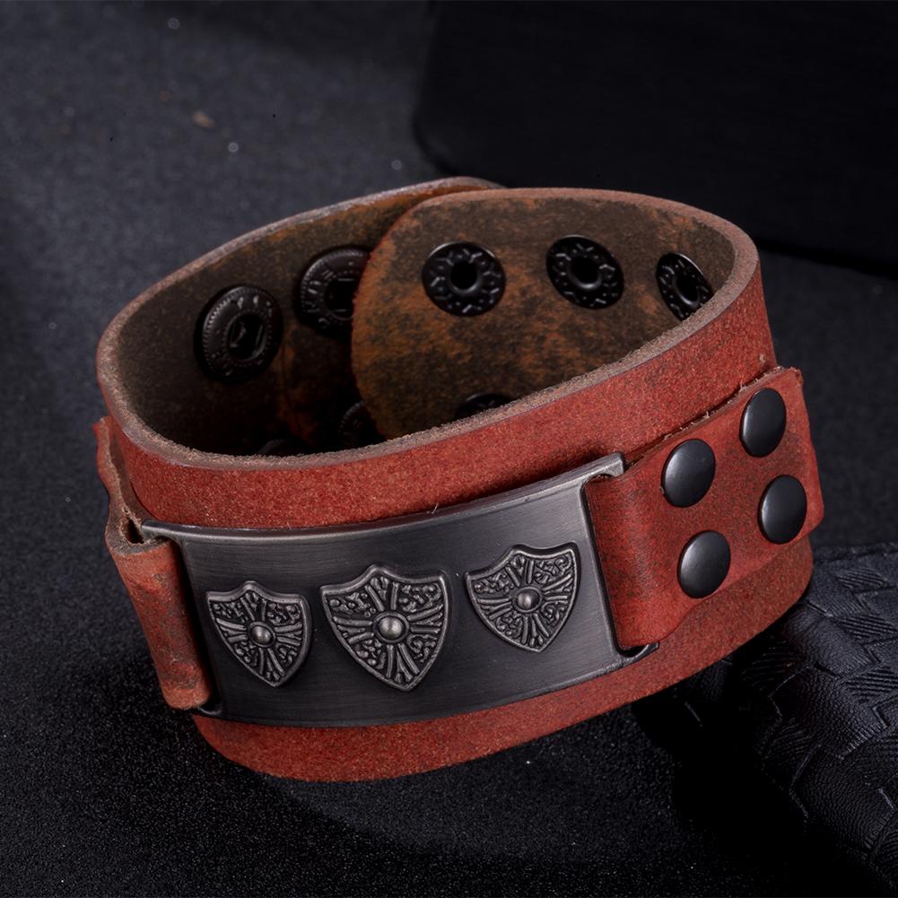 Leather Bracelet with Stainless Steel