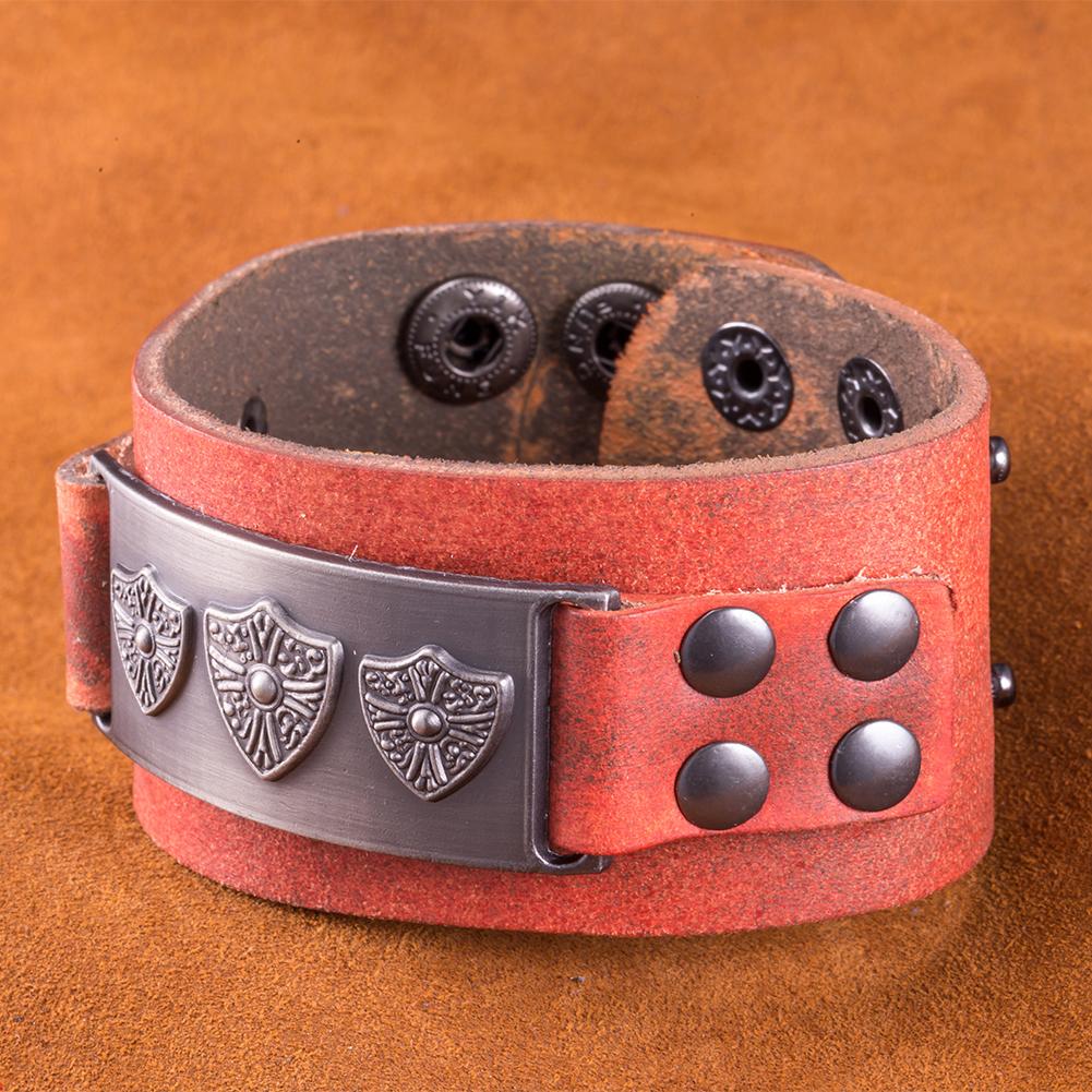 Leather Bracelet with Stainless Steel