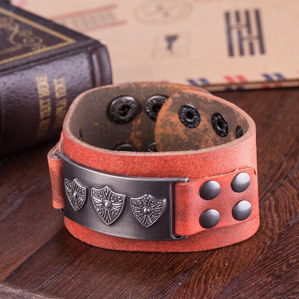 Leather Bracelet with Stainless Steel