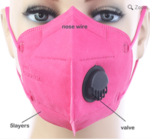 10 Colors KN95 Mask 5 Layers and Exhalation Valve