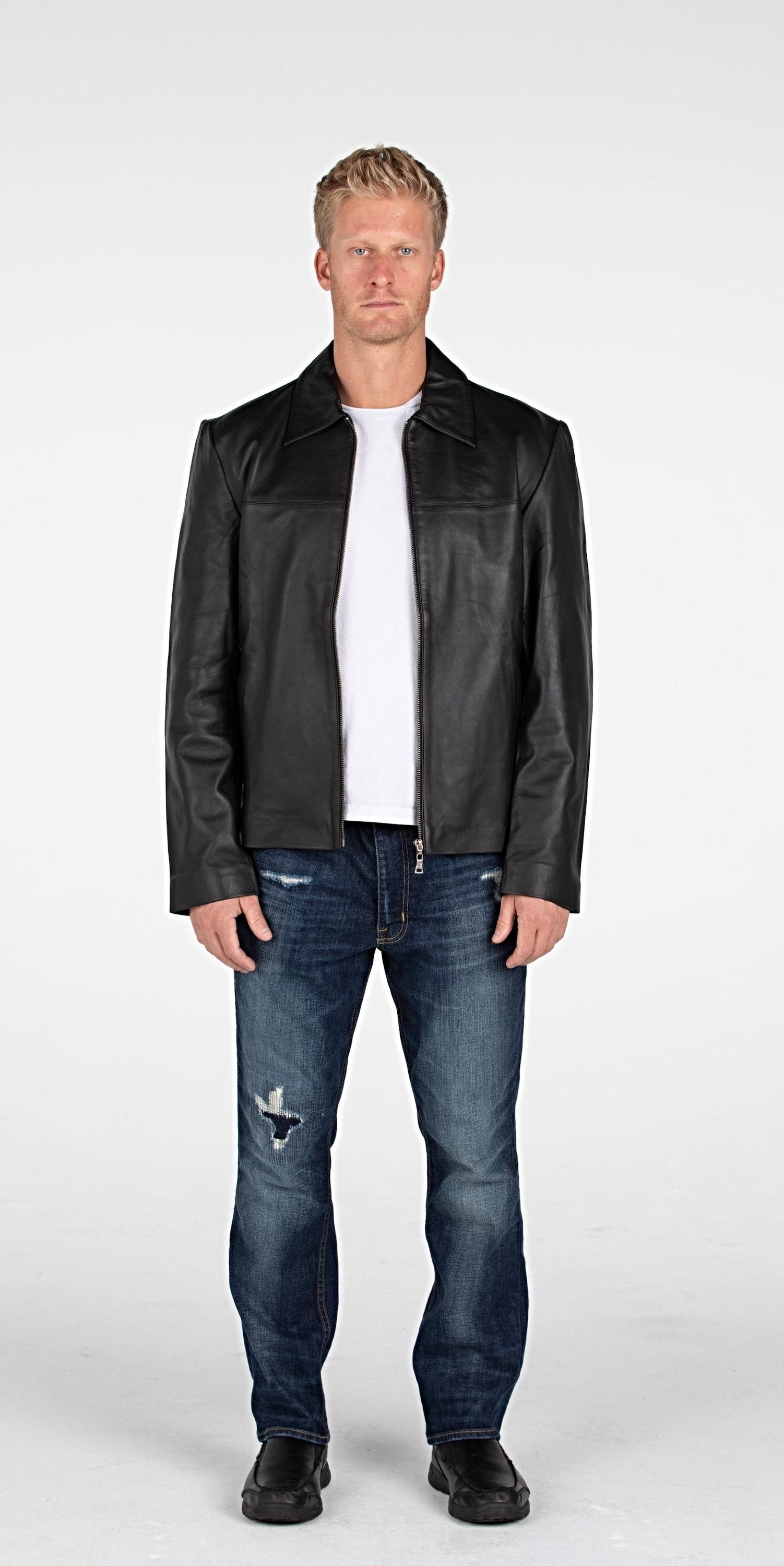 Mens Classic Zip Up Leather Jacket